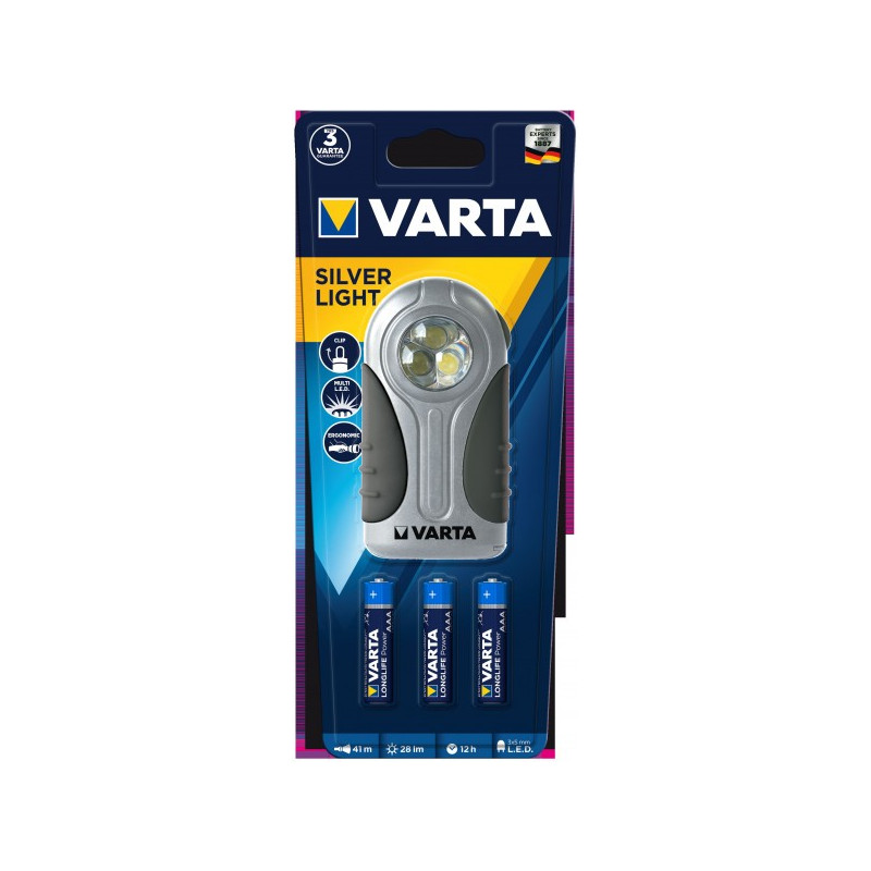 Torche Varta 3 Led silver light 3xAAA Incl. 16647 101 421