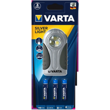 Torche Varta 3 Led silver light 3xAAA Incl. 16647 101 421
