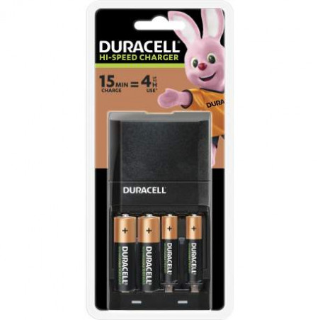 Chargeur Duracell CEF27 Hi-Speed 15min 2xAA 1300mah + 2xAAA 750Mah inc.