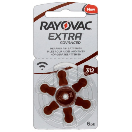 Pile auditive Rayovac Extra Advanced V312 (PR41)- 4607 Extra - Blister de 6