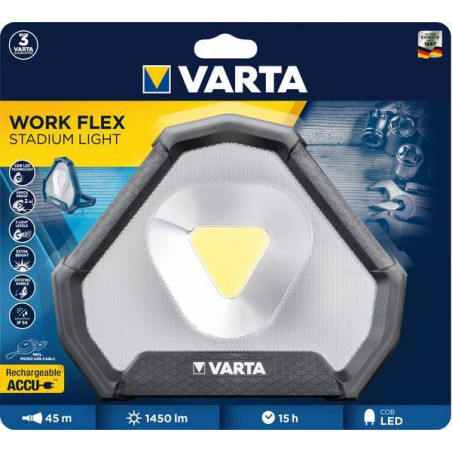 Projecteur Rechargeable Varta Work Flex Stadium Light 1450Lumens - 18647 101 401 - blister unitaire