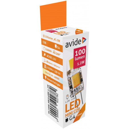 Ampoule LED Avide - G4 COB 1.2W - 4000K - 100Lm - ALAB922782