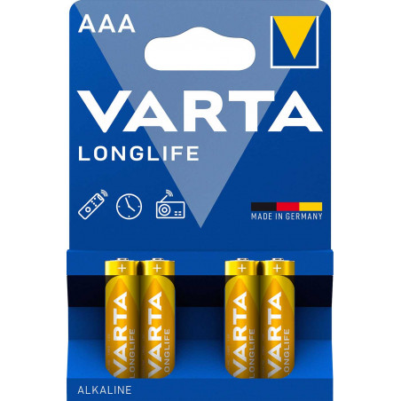 LR03 - Pile alcaline VARTA Longlife Alcaline  - 4103 110 414 - Blister de 4
