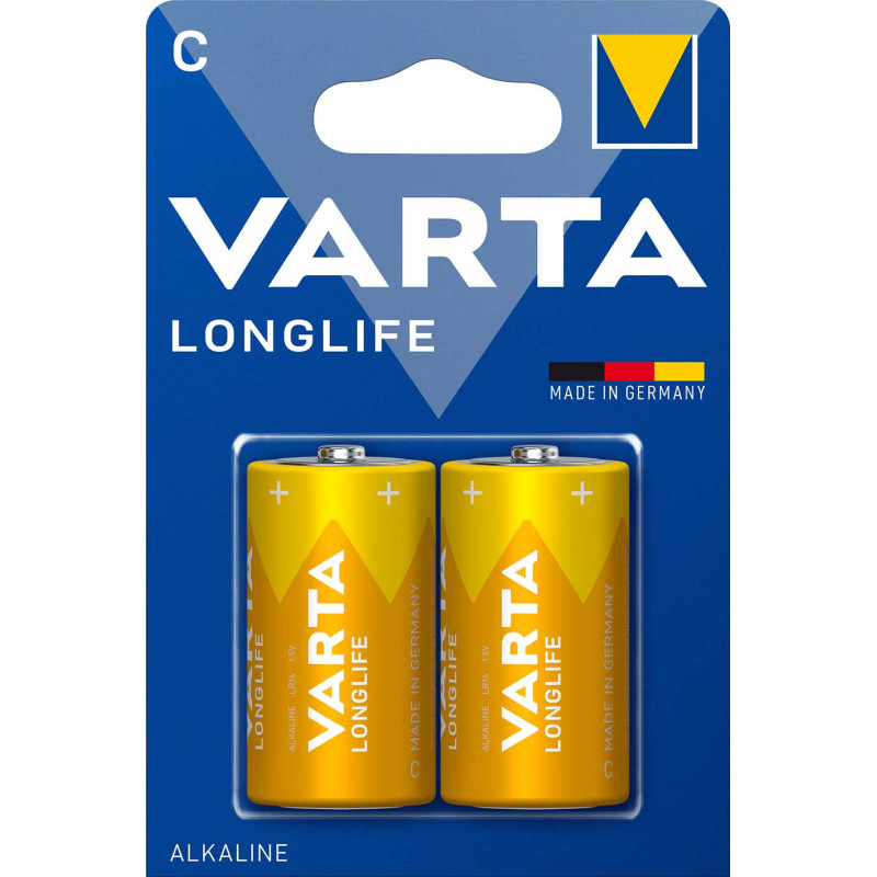 LR14 - Pile alcaline VARTA Longlife - 4114 101 412- Blister de 2