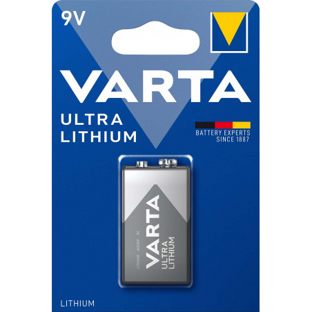 Pile 9V Lithium Varta 6122 101 401- 1200mah - blister Unitaire