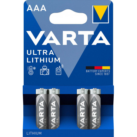 Pile Lithium Professional LR3 AAA Varta 1.5V - blister de 4 - 6103 302 404