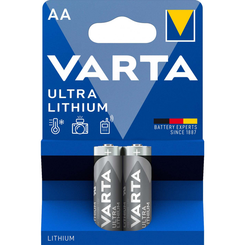Pile Lithium Professional LR6 AA Varta 1.5V - blister de 2 - 6106 302 402