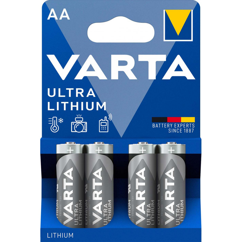 Pile Lithium Professional LR6 AA Varta 1.5V - blister de 4 - 6106 302 404