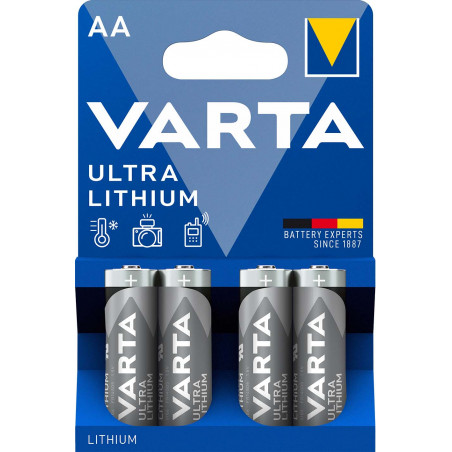 Pile Lithium Professional LR6 AA Varta 1.5V - blister de 4 - 6106 302 404