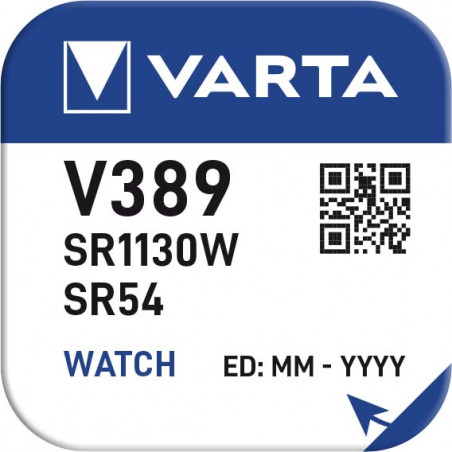 V389 - pile de Montre Varta oxyde d'argent SR54 - 389 101 111 - unitaire / boite de 10