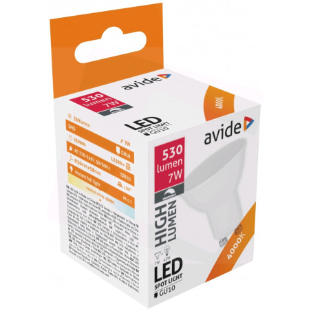 AVIDE LED Spot GU10 7W Dimmable - 110° - 530lm - 4000K - ALAB926384