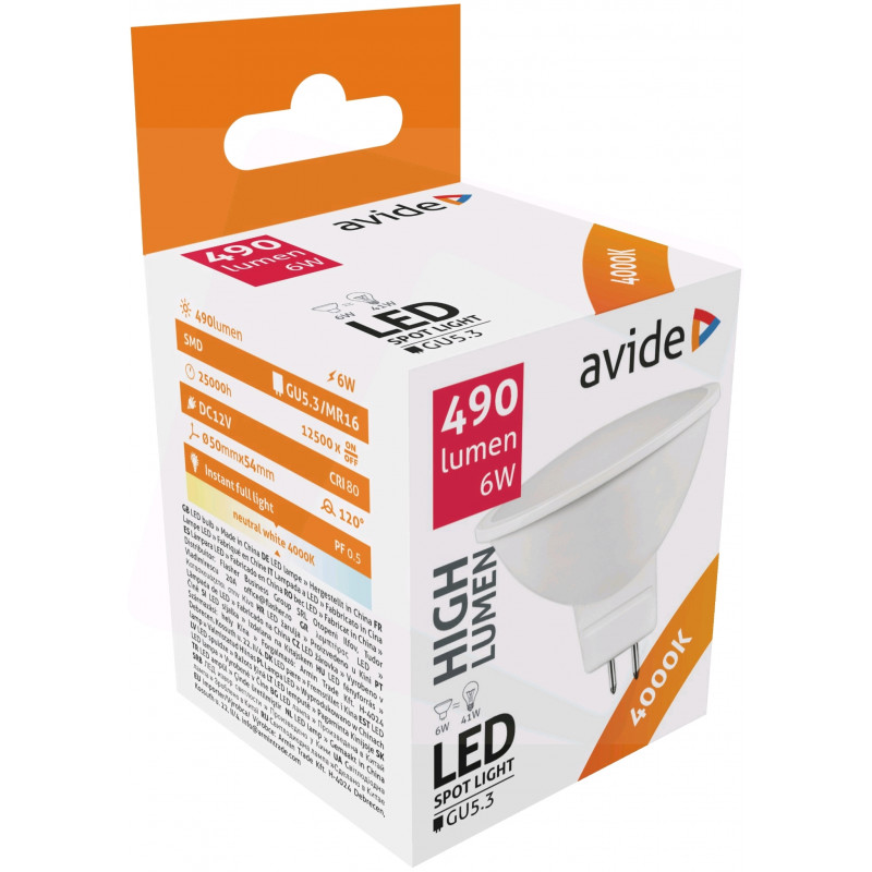 LED - GU5.3 - 6W - 4000K - 480Lm - non dimmable - ALAB930145