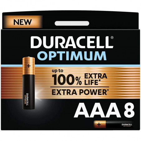 Pile alcaline LR03 MN2400 Duracell Optimum blister de 8 - LR03DUROPTIB8