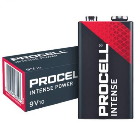 Pile industrielle Duracell Procell INTENSE - 6LR61/9V - unitaire par boite de 10 - 6LR61DURINTENSE