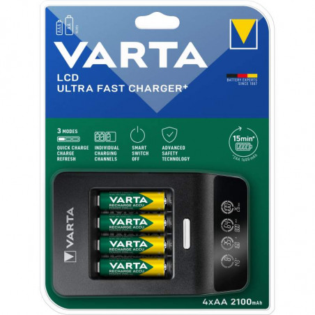 Chargeur Varta LCD Ultra Fast - 4xAA - 2100mah inclus  + CAC - 57685 101 441