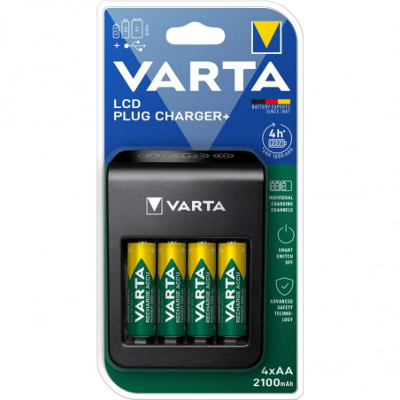 Chargeur Varta LCD Plug + 4xAA 2100Mah R2U - 57687 101 441