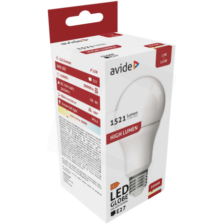 Ampoule AVIDE LED Globe PLAS G60 E27 3000K - 13W - 1521lm - ALAB930886