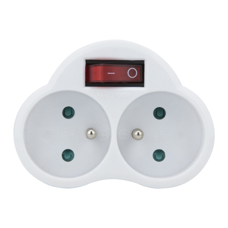 Prise Murale Biplite 2x 16A blanche avec Inter - 190847