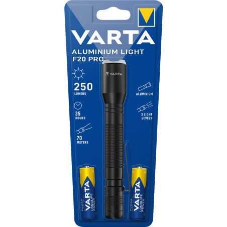 Torche LED Varta aluminium Light F20 Pro 2xAA incl - 16607
