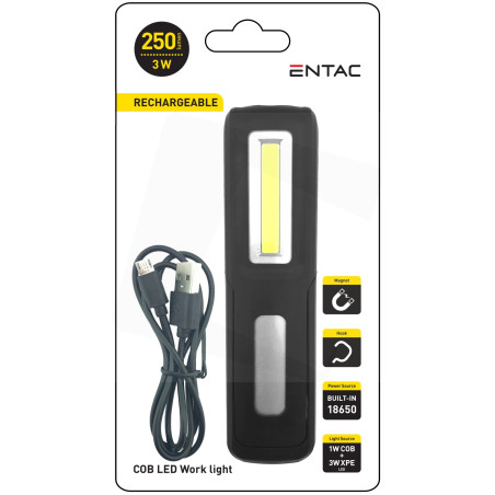 Baladeuse LED rechargeable + cable USB - 1W COB et 3W - TLENTAC977768
