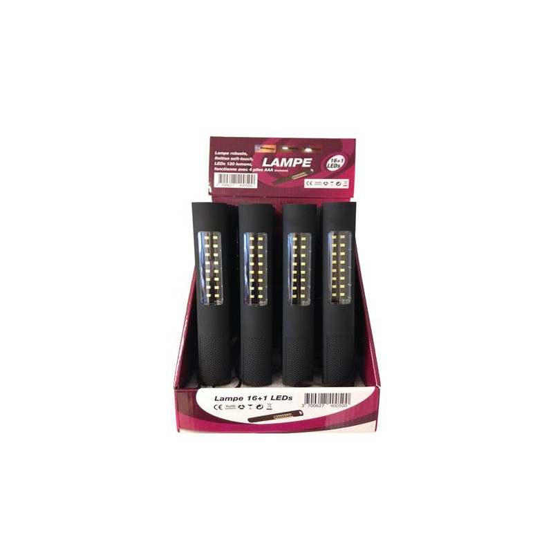 Baladeuse aimantée 16 leds +1 leds-  4xAAA incl 120lm  présentoir de 16