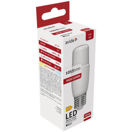 Ampoule AVIDE LED  Bright Stick T37 E27 9.5W 3000K - 1055Lm - 931807