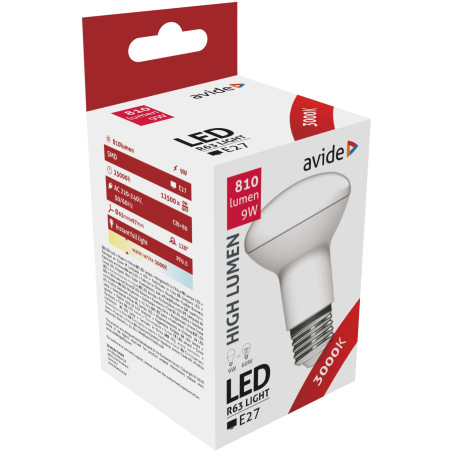 Ampoule AVIDE LED Spot R63 E27 - 9W - 810lm - 3000K - ALAB925387