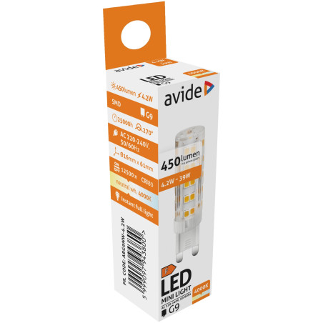 Ampoule LED Avide - G9 - 4.2W - 4000K 410Lm - 50x16mm - 943800