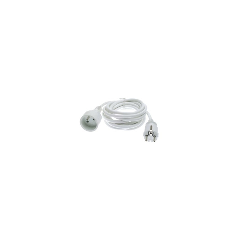 Cordon prolongateur H05VVF 3x1.5mm² blanc 3 metres + terre