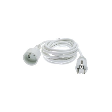 Cordon prolongateur H05VVF 3x1.5mm² blanc 3 metres + terre