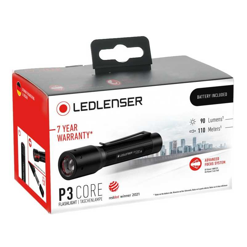 Torche Led LenserP3 CORE 90 lumens - 1xAAA incluse