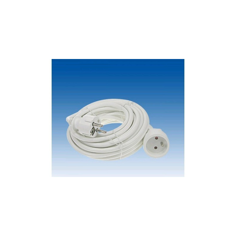 Cordon prolongateur H05VVF 3x1.5mm² blanc 10 metres + terre