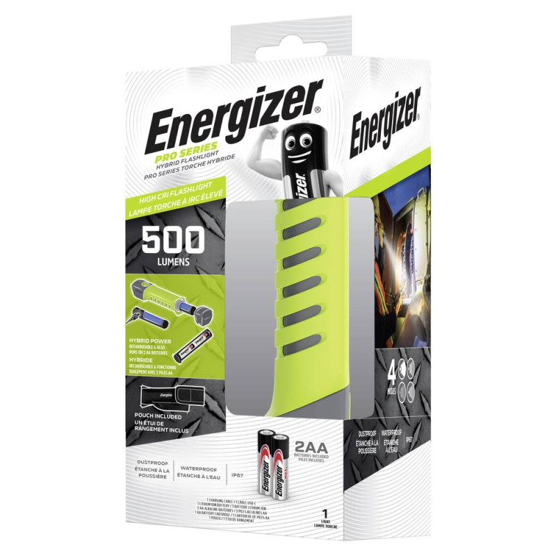 Torche Led Energizer Pro Handled 2xAA et batt Li-ion inclus - LTENER448184