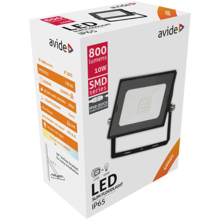 Projecteur SLIM -10W LED Avide SMD Connecteur rapide - 120° - 4000K -800 lumens 930282 Projecteur SLIM -10W LED Avide SMD Connecteur rapide - 120° - 4000K -800 lumens 930282