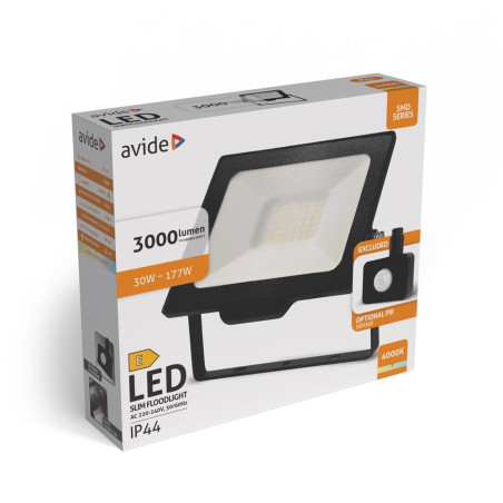 Projecteur LED AVIDE 30W 4000K Avide SMD 3000Lm Option Detecteur