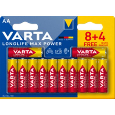 Pile alcaline LR06 VARTA Max Power 8 + 4 gratuites - 4706 101 462