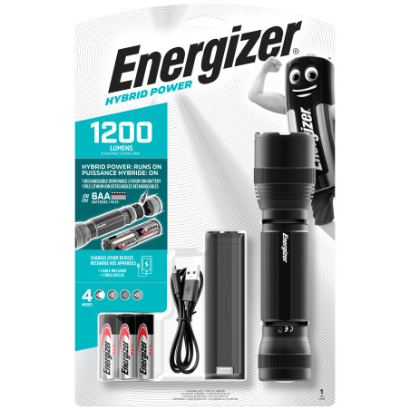Torche Energizer Hybrid 1200Lumens cable usb et 6xAAs inclus - batterie Li-ion Torche Energizer Hybrid 1200Lumens cable usb et 6xAAs inclus - batterie Li-ion