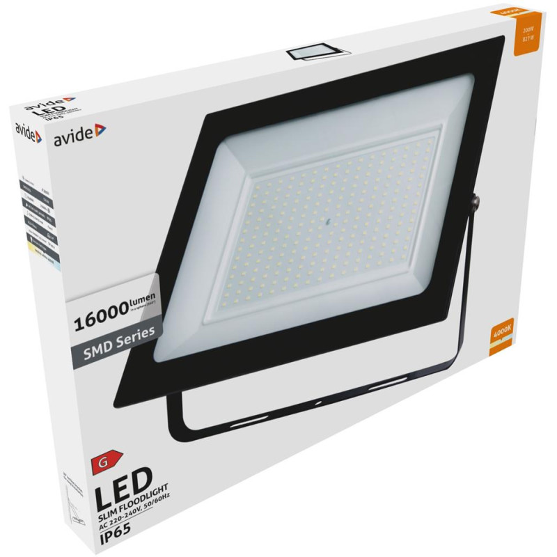 Projecteur 200W LED SMD AVIDE - Flood Light - 120° - 4000K - 16000Lm -