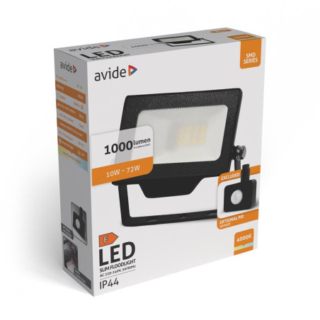 Projecteur LED AVIDE 10W 4000K Avide SMD 1000Lm Option Detecteur