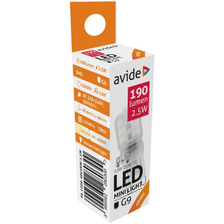 Ampoule AVIDE LED  -  G9 - 2,5W - 4000K - ALAB280300