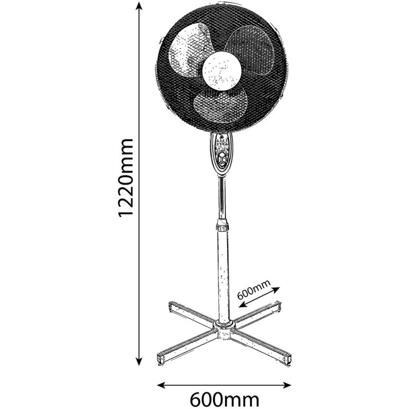 Ventilateur sur pied  blanc diam 43cm 44W et telecommande incluses