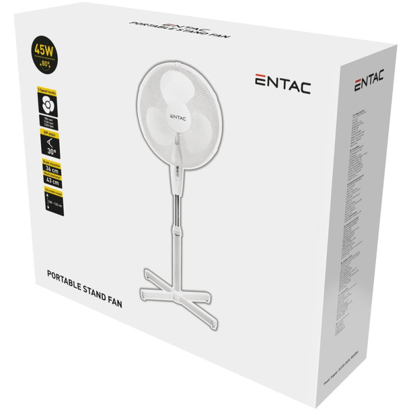 Ventilateur sur pied blanc diam 43cm 45W