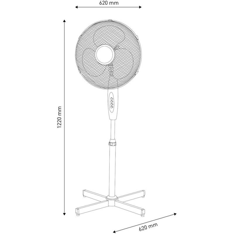 Ventilateur sur pied blanc diam 43cm 45W