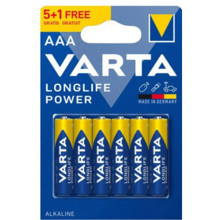 Pile alcaline Varta AAA -LR03 Longlife Power - 4903 121 496 - blister de 5 + 1 gratuite