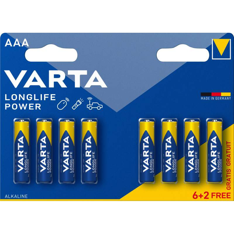 Box VARTA Longlife Power Gamme bleue 152 Blisters - AA et AAA 6 + 2 Gratuites