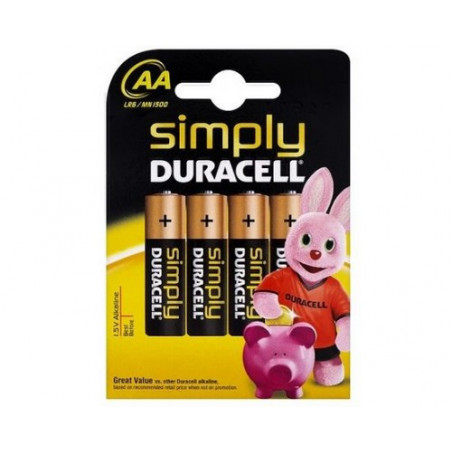 Pile alcaline LR06 Duracell Simply blister de 4