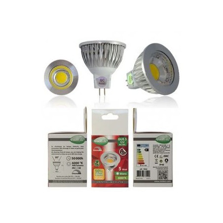 Ampoule LED - GU5.3 - 5W - 6000K - 75° - boite - 490Lm - Dim - EL-Vision 7850