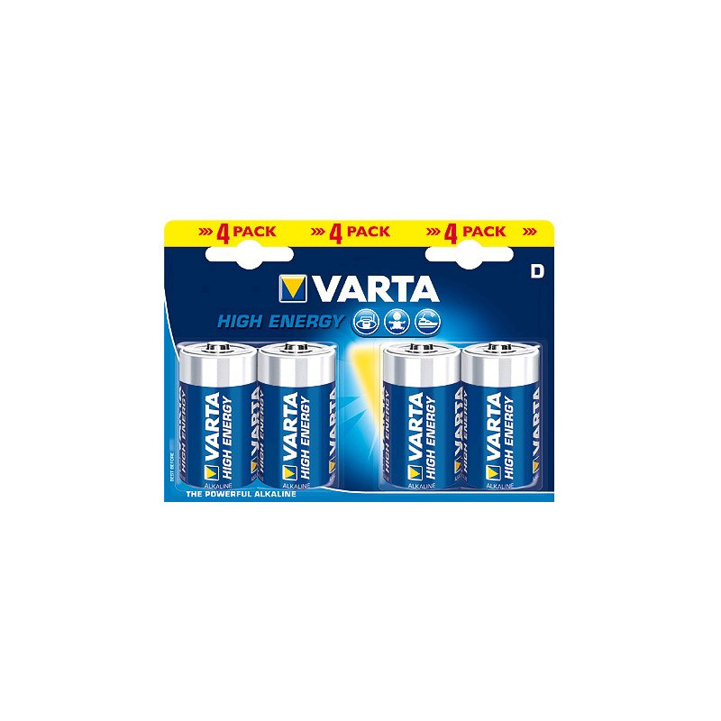 LR20 - Pile alcaline VARTA longlife Power (ex High Energy) - 4920 121 414 - Blister de 4