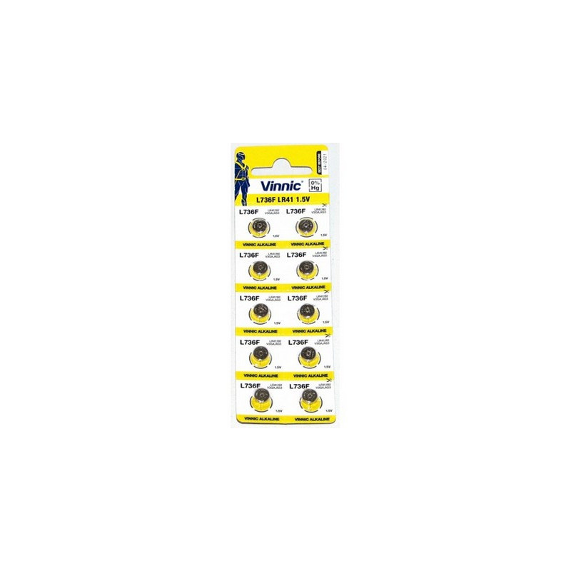 (Pack) Pile electronique miniature LR41 - unitaire par carte de 10 - V3GA