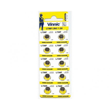 (Pack) Pile electronique miniature LR41 - unitaire par carte de 10 - V3GA